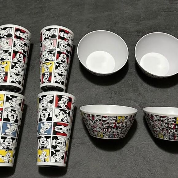 NEW 8pc Disney Mickey Mouse Bowls & Cups Set